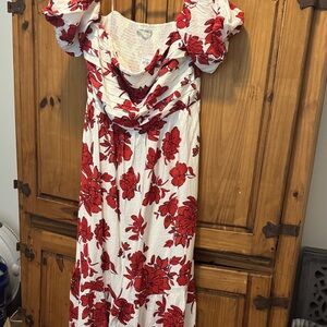 Abercrombie & Fitch Red Floral Maxi Dress